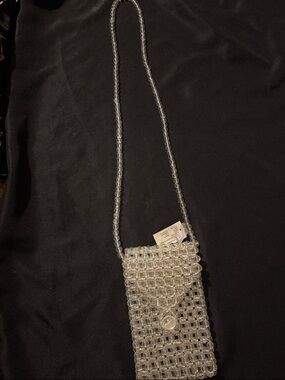 Clear Beaded Crossbody Phone Bag